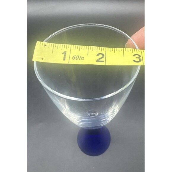 VTG Sasaki Glass Eon Cobalt Blue Base Water Wine 7.5”Goblet 8 Oz Set Of 5 - Picture 5 of 5